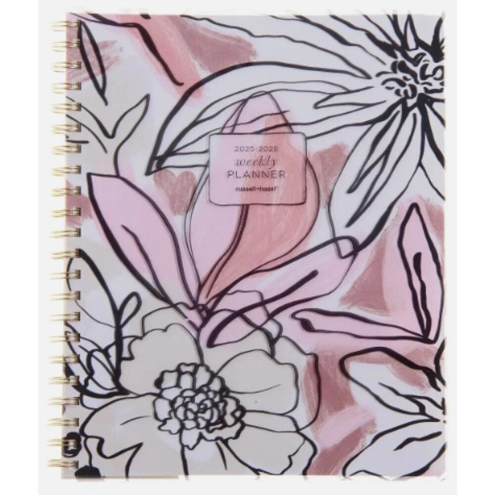 Russell+Hazel 2025-2026 Weekly Planner 9.125"x11.25" Spiral Pink Floral s2